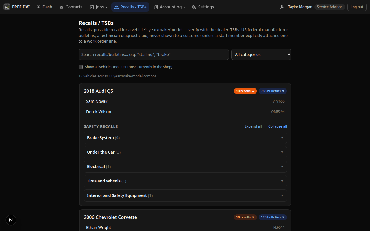 Safety Recalls & TSB Lookups